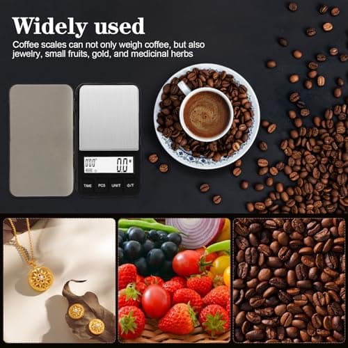 Vesaneae Kleine Taschen-Kaffeewaage für Kaffeerobustee und Backen Mit Timer und Precisionsgenauigkeit 0,1g Spec 110g