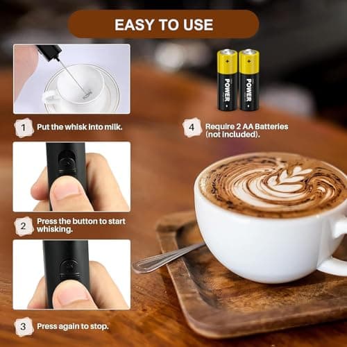 Lamkrtlp Elektrischer Milchaufschäumer Handheld Mit Ein-Tasten-Bedienung Für Heißes Schokolade-Latte-Mixed