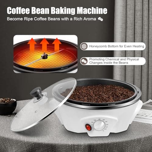 MINRS Elektrischer Kaffeeröster 1200W für Hausgebrauch mit Einstellbare Temperatur und Maschinengroßes für Zuhause