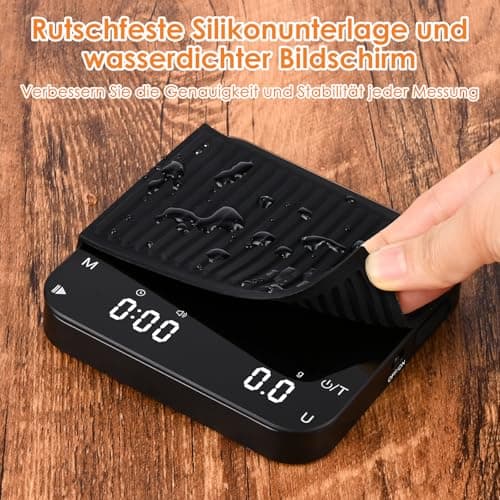 Gaethra Digitale Kaffeewaage mit Timer für Baristi mit Hoher Präzision, USB-C Wiederaufladbar, Automatischer Tarierung
G