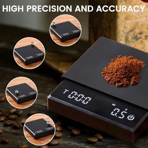 Mini-Kaffeewaage mit Timer - 0,1 g Präzisions-Digital-Espressowaage, USB-C wiederaufladbare LED-Display-Waage für Küchen