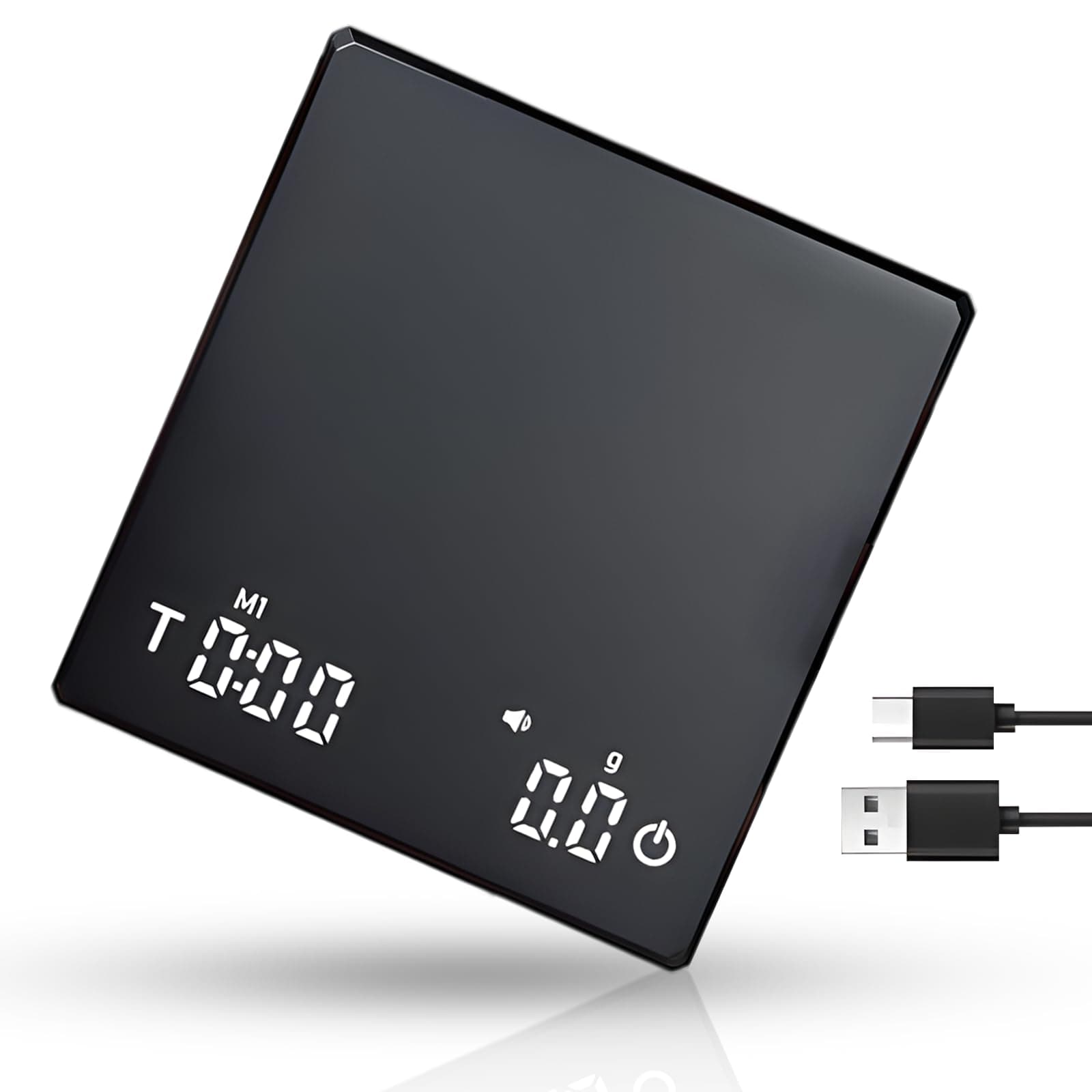 Mini-Kaffeewaage mit Timer - 0,1 g Präzisions-Digital-Espressowaage, USB-C wiederaufladbare LED-Display-Waage für Küchen
