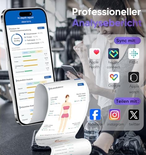 GE Körperfettwaage Smart Waage für Personen: Digitale Waage mit Körperfett und Muskelmasse, 180 kg/400 lbs - Perfekte An