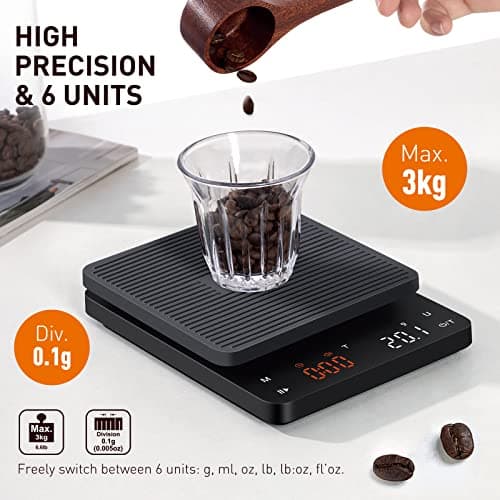 Bagail Digitale Kaffeewaage mit Timer für Kaffeeschläger
| Bagail Elektronische Küchenwaage mit Timer und Automatischer