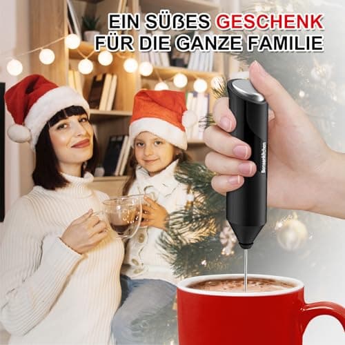 Bonsenkitchen Elektrische Milchaufschäumer für Kaffeeliebhaber - Latte Macchiato & Cappuccino - Handheld Stab - Batterie