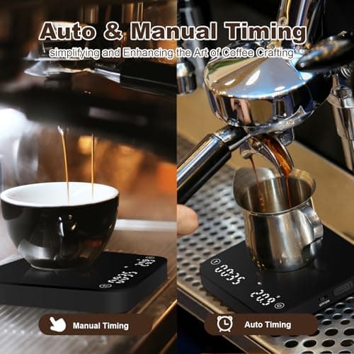 Mini-Kaffeewaage mit Timer für Barista und Filterkaffee (2kg/0.1g Genaue, LED Anzeige, Schwarz)  
wiederaufladbare Baris