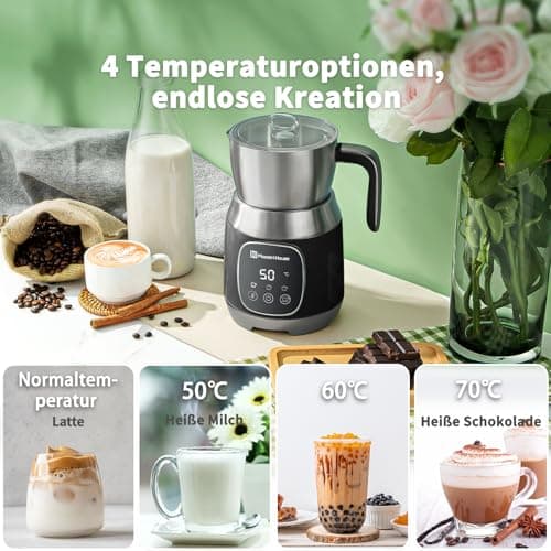 Maestri House Elektrischer Milchaufschäumer 12-in-1, Edelstahl, Variabel Temperatur, Speicherfunktion, ClimatePartner ce