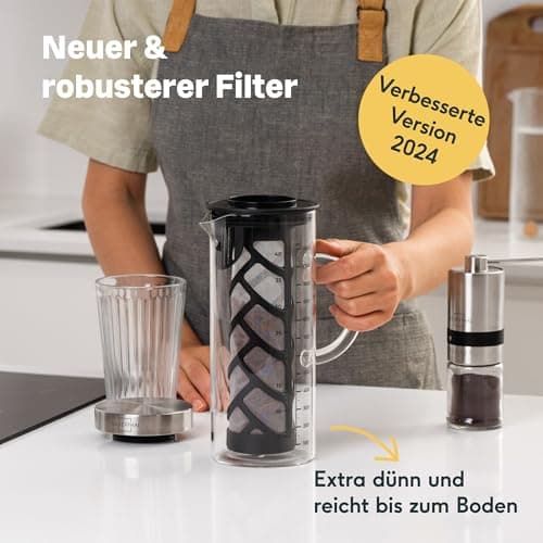 SILBERTHAL Cold Brew Coffee Maker Glas 1,2l - Für Kaffee und Tee - feiner Filtereingriff