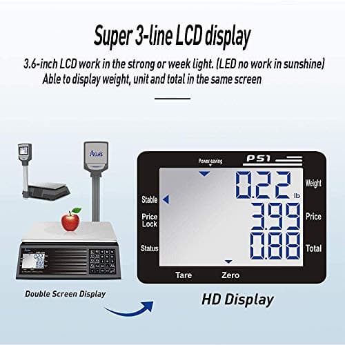 ACLAS Marktwaage für Lebensmittelprofi - digitale Kontrollwaage mit Dual LCD-Display und Präzision bis 30kg - für Fleisc