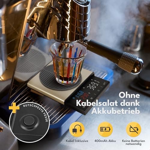 LEBENLANG Kaffeewaage & Espresso Waage - 0,1g Präzise mit Timer I Barista Coffee Scale I Kaffeewaage mit Timer Espressow
