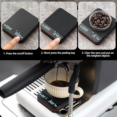 Gevvnss Mini-Kaffeewaage mit Timer, elektronische Küchenwaage, wiederaufladbar, wasserdicht, 0,1 g/2 kg, 3 Modi, Espress