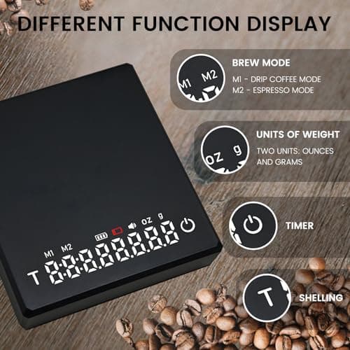 Mini-Kaffeewaage mit Timer - 0,1 g Präzisions-Digital-Espressowaage, USB-C wiederaufladbare LED-Display-Waage für Küchen