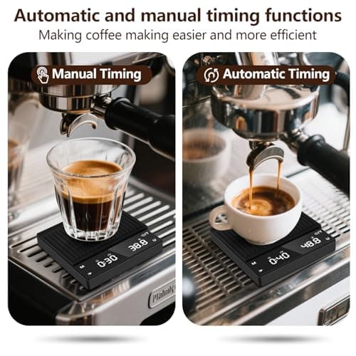 Apritsce Digitale Kaffeewaage mit Timer für Filterkaffee, 0.1g Hochpräzise Feinwaage, Wiederaufladbare Coffee Scale mit