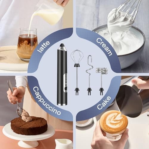 Elektrische Milchaufschäumer Stab Wiederaufladbar 3 Einstellbare Geschwindigkeiten für Kaffee Cappuccino Latte