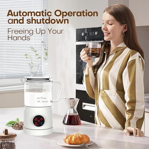 Elektrischer Milchaufschäumer 4 in 1 für Kaffee, Latte & Cappuccino, Automatische Schaum Maker mit Heiß & Kalt-Funktion,
