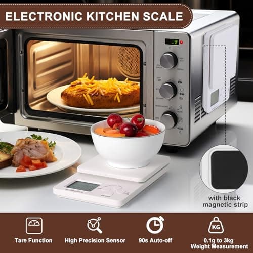 AiQInu Küchenwaage Digital mit Timer für Küchenprofi und -anfänger, 3kg/0.1g Hochpräzise Kaffeewaage, 3kg Küchenwaage mi