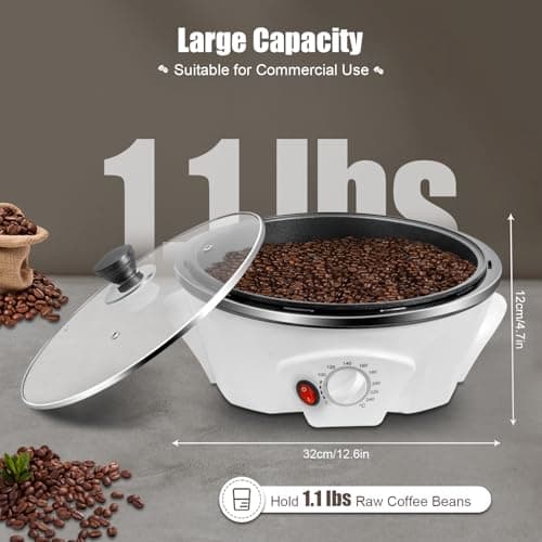MINRS Elektrischer Kaffeeröster 1200W für Hausgebrauch mit Einstellbare Temperatur und Maschinengroßes für Zuhause