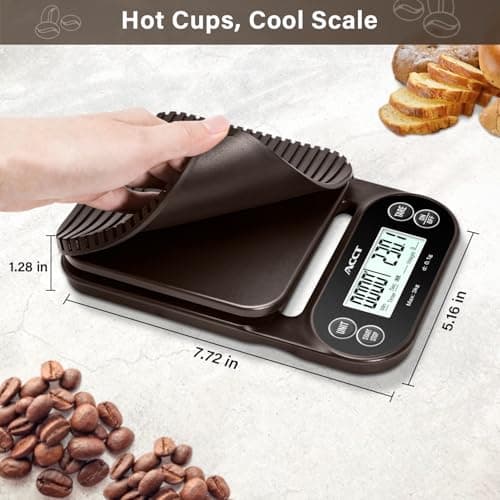 ACCT Kaffeewaage mit Timer für Küchengebrauch – Präzise Waage mit rutschfester Matte für Espresso und Übergießen, 3 kg/0