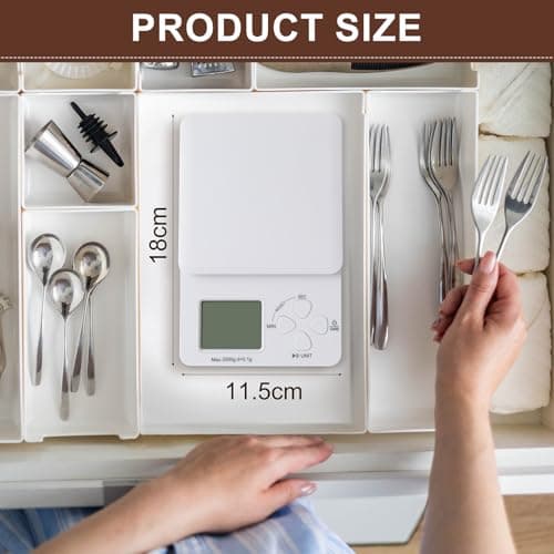 AiQInu Küchenwaage Digital mit Timer für Küchenprofi und -anfänger, 3kg/0.1g Hochpräzise Kaffeewaage, 3kg Küchenwaage mi