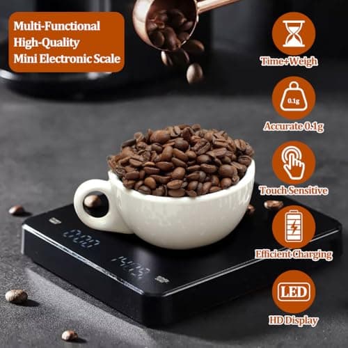 MIUUIPI Mini-Kaffeewaage mit Timer für Espressoliebhaber im Zuhause mit 3kg/0,1g Genauigkeit