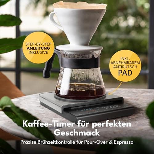LEBENLANG Kaffeewaage & Espresso Waage - 0,1g Präzise mit Timer I Barista Coffee Scale I Kaffeewaage mit Timer Espressow