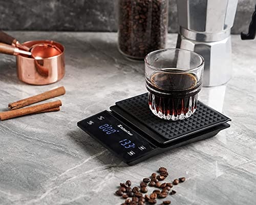 Nilpferd Digitale Kaffeewaage mit Timer - hohe Präzision 0,1g/3 kg,.LED-Touchscreen, Für Kaffeeliebhaber, Haushaltswarte