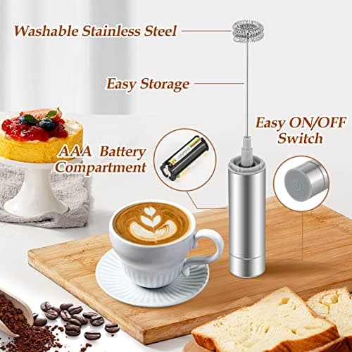 MOSUO Elektrischer Milchaufschäumer für Latte, Matcha-Tee, Cappuccino - Handheld Mini-Getränkemixer mit Batterie
MOSUO B
