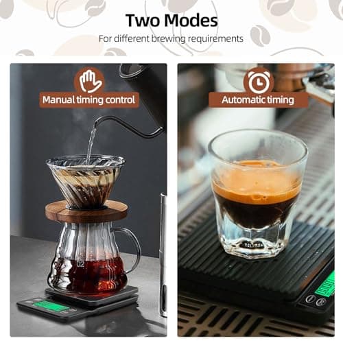 Kaffeewaage mit Timer - Digitale Espresso Waage 0,1g Präzision & Tara Küchenwaage bis 5kg mit g/oz/ml/lb - LCD Display f