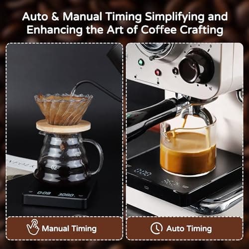 Ideal mini Wassermittelfreie Kaffeewaage mit Timer für Reisen & Outdoor 3kg/0.1g USB-C wiederaufladbar