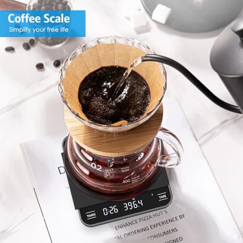 Brifit Mini Kaffeewaage mit Timer für Coffee Lovers im Büro und Zuhause, 2kg/0.1g Feinwaage mit USB Wiederaufladung, LED