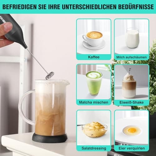 HAUSHOF Milchaufschäumer Stab + Milchschäumer für Kaffee & Cappuccino + Professionelle Hand-Herausforderung + Café-Bude