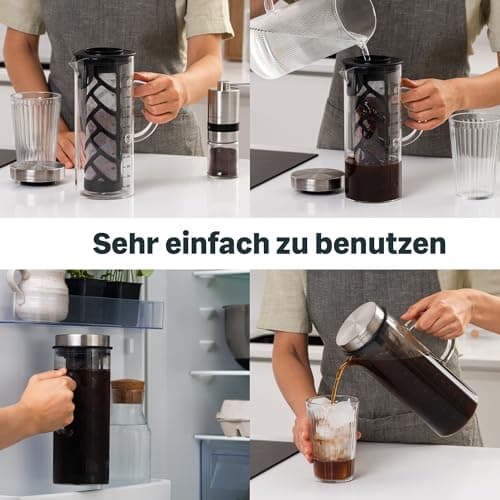 SILBERTHAL Cold Brew Coffee Maker Glas 1,2l - Für Kaffee und Tee - feiner Filtereingriff