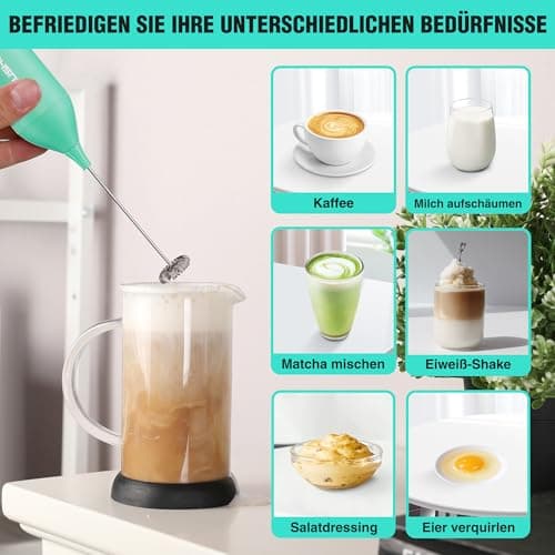 HAUSHOF Milchaufschäumer StabFürCafeLoversMitEdelstahlSchneebesenWiederaufladenMöglichUSB-LademöglichkeitEinfachHandhabu