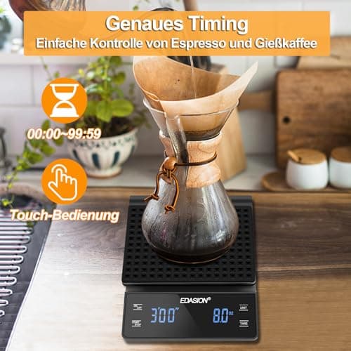Digitale Kaffee Waage mit Timer & LED-Anzeige für Espresso
| Wasserdichte Espresso Waage mit großem Touchscreen & Hochp