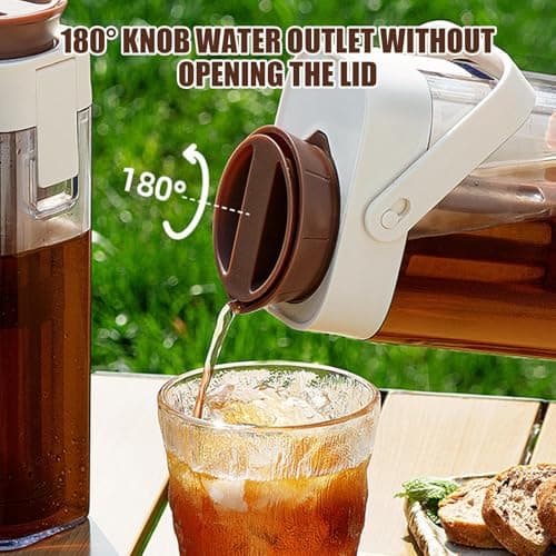 Cold Coffee Brewer - Platzsparendes Glas mit Griff, 1 Liter Cold Brew Tea Maker Küchenutensilien für Eistee und Fruchtge