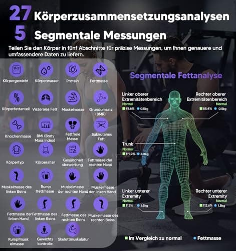 GE Körperfettwaage Smart Waage für Personen: Digitale Waage mit Körperfett und Muskelmasse, 180 kg/400 lbs - Perfekte An