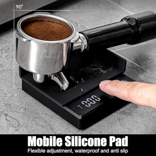 Digitale Kaffeewaage 2 kg/0,1g Genaue + Hitzebeständiger Matte + Tragbare Küchenwaage für Espresso und Filterkaffee