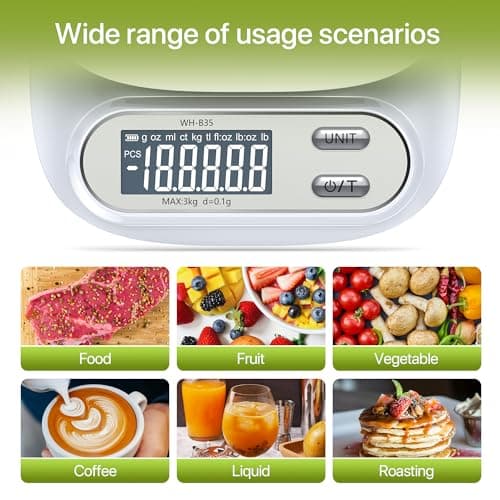 Yabdbg Küchenwaage Für Espresso & Pour-Over, Digitalwaage Mit LCD Und Tara, 3kg/0,1g Genauigkeit, Abstellautomatik