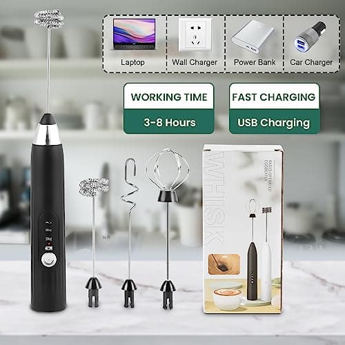 Elektrischer Milchaufschäumer Weinsamkeit 3 Heads USB-Stab Edelstahl Kaffee Latte Macha Cappuccino