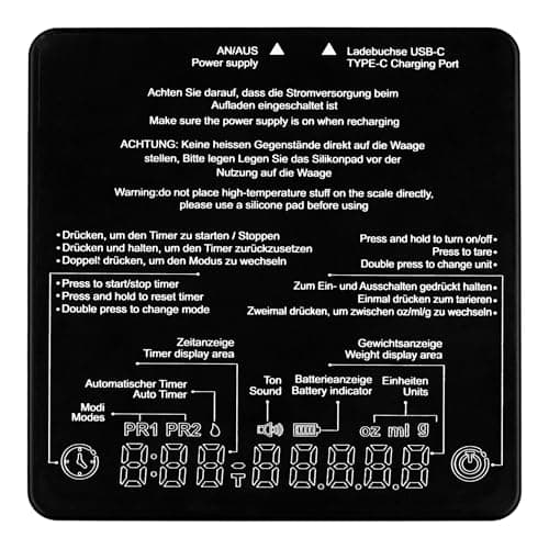 WAHLER® Kaffeewaage mit auto Timer | Präzise Barista Waage für Enthusiasten | Kammerpresse Waage klein I USB-C