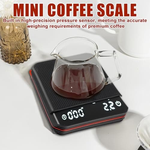 Digital Espresso Waage mit Timer - Mini Kaffeewaage für Filterkaffee, Backen und Feinwaage (0.1g Präzision, Schwarz)  
D