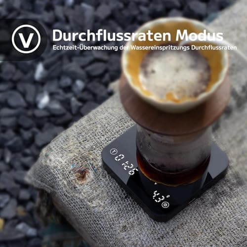 FOXNSK Espresso Waage mit Timer, 0.1g Genaue Kaffeewaage für Barista, Max 2kg, Schwarz