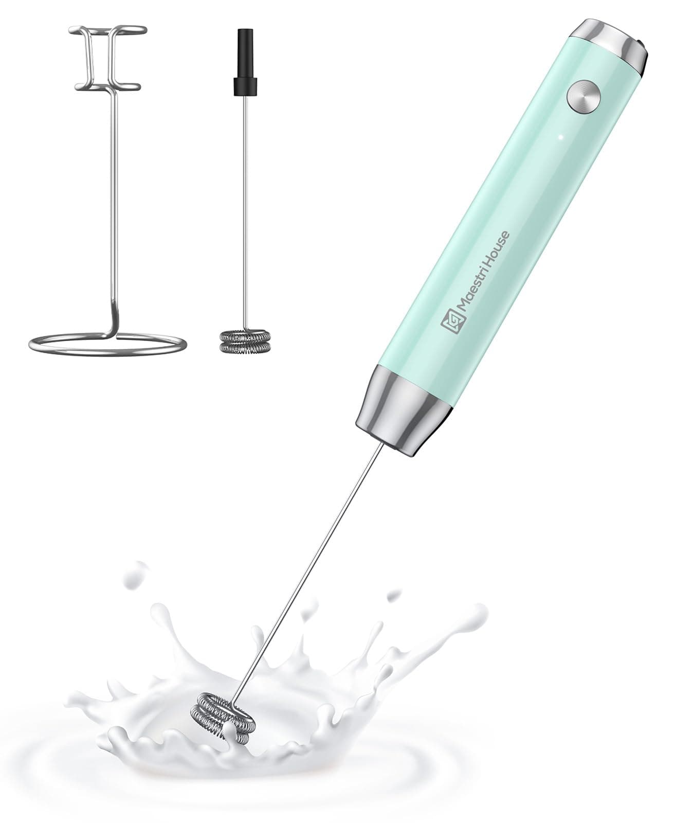 MaestriHouse wiederaufladbarer Milchaufschäumer für Küche und Bar, elektrisch wasserdicht, ClimatePartner certified, 2 S