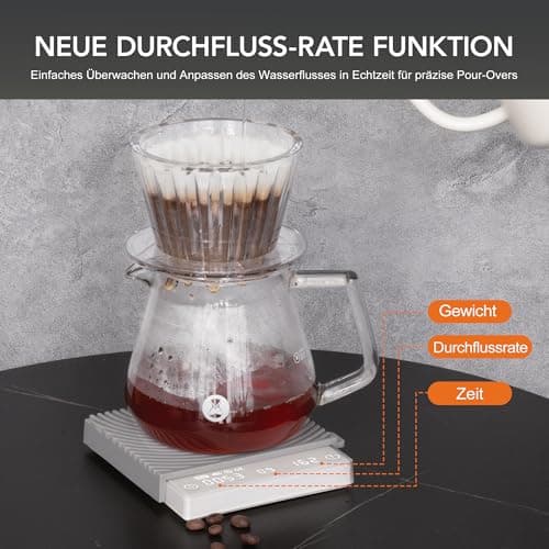 Black Mirror Mini TIMEMORE Automatische Espresso-Waage für Tragbare Kaffeerösterei, 2 kg/0,1 g Genauigkeit, Silikon-Schu
