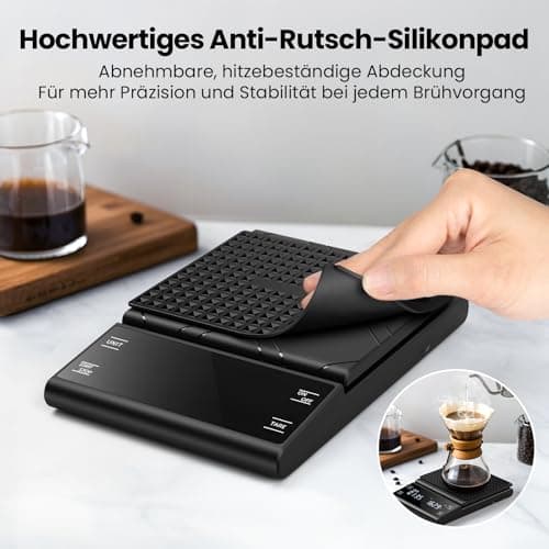 BKXCHA Digital Kaffeewaage Mit Timer Für Coffee-Lovers im Büro und Zuhause, Präzision Bis 0,1 G, Automatischer Ausmesser