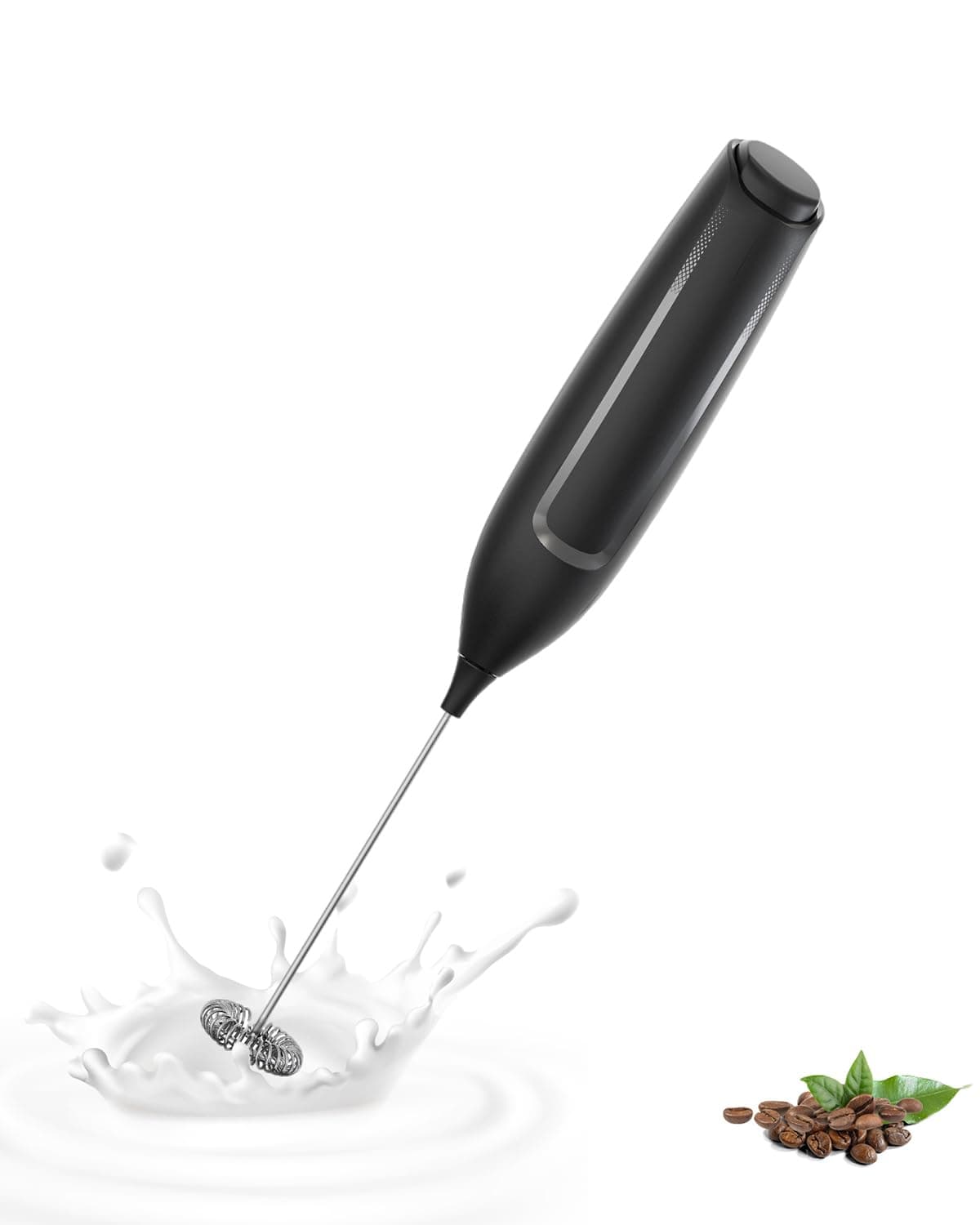 Milchaufschäumer Stab Elektrisch tragbar für Latte, Matcha-Tee, Cappuccino, Schwarz hohe Leistung Batteriebetrieb Kaffee