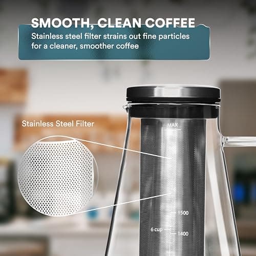 Ovalware Cold Brew Coffee Maker - Luftdichte Kaffeemaschine und Teesieb für kalten Kaffee (1.5 Liter)