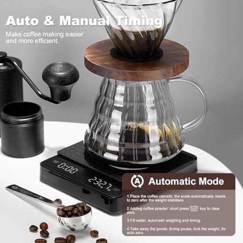 Kaffeewaage mit Timer Küchenwaage für Coffee Aficionados mit Timer und LED-Anzeige, Küche/Backen/Hochpräzise Waage 3kg/0