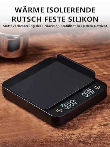 Foraco Mini-Kaffeewaage mit Timer & automatischer Zeitmessung, Präzise 3kg/0,1g Waage für Espresso & Pour-Over, Ideale K