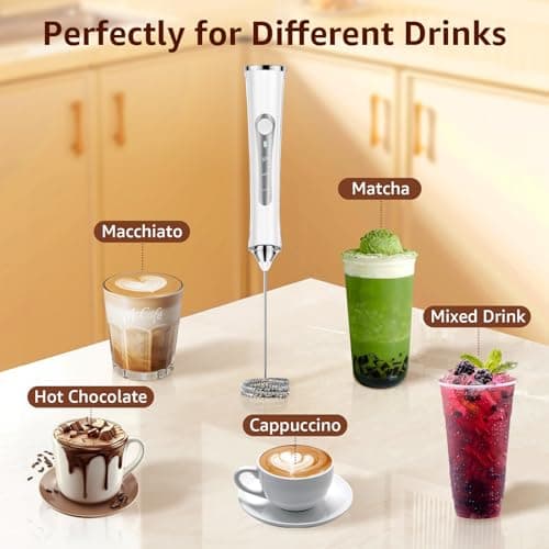 NEUTYPECHIC Elektrischer Milchaufschäumer Stab USB-C Aufladbar für Kaffee/Latte/Cappuccino - Abnehmbare 3 Geschwindigkei
